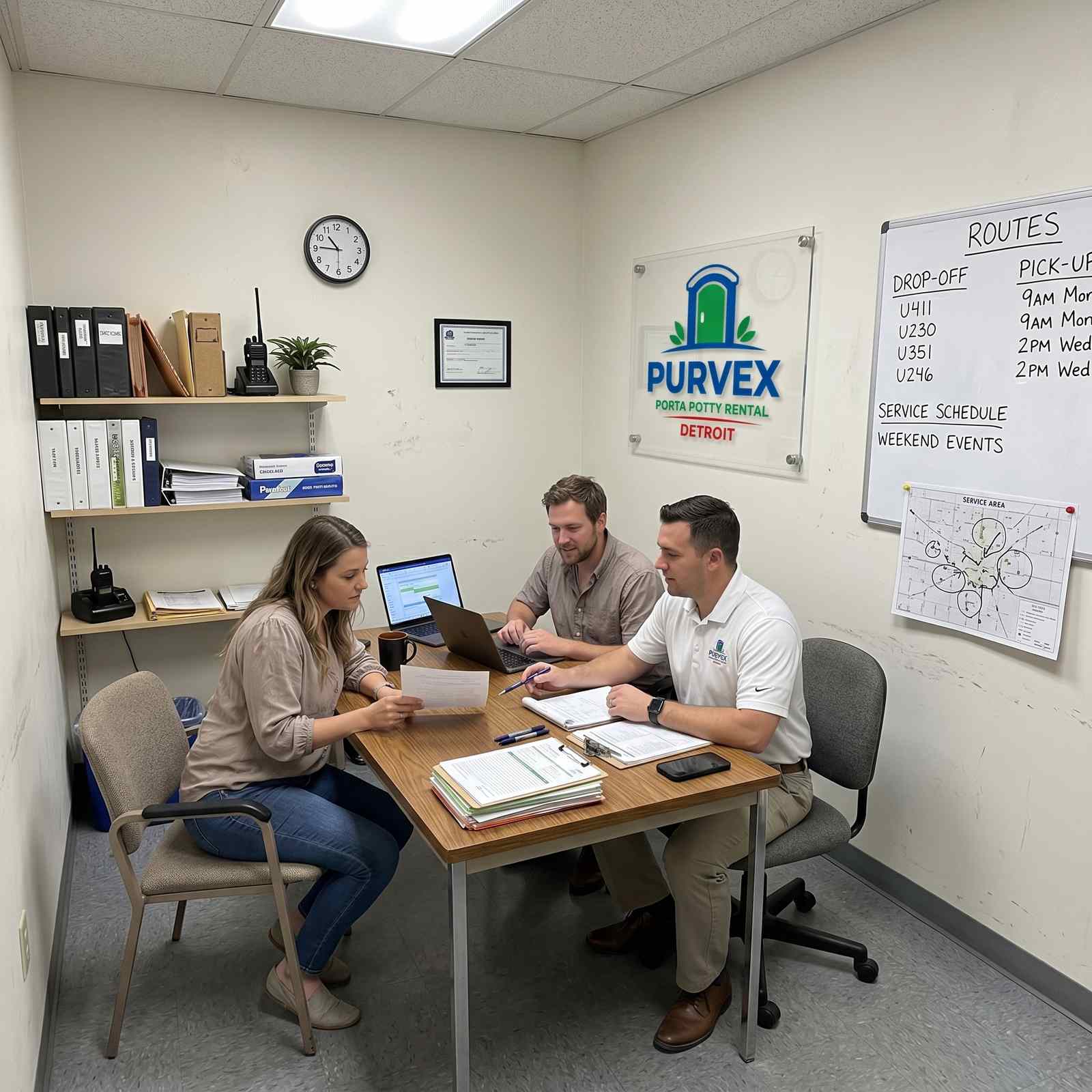 Purvex Porta Potty Rental Detroit team planning delivery routes